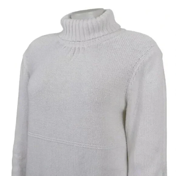 J Jill Turtleneck Knit  Sweater White Long Sleeve Size Medium - Picture 5 of 12